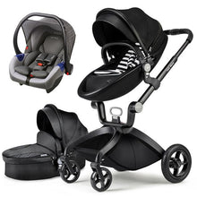 Load image into Gallery viewer, Hot Mom - Elegance F022 - 3 in 1 Baby Stroller - Black with Grey Car Seat