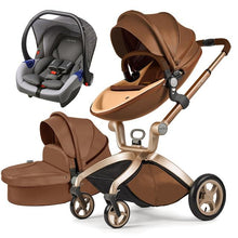 Load image into Gallery viewer, Hot Mom - Elegance F022 - 3 in 1 Baby Stroller - Brown with Grey Car Seat
