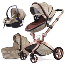 Load image into Gallery viewer, Hot Mom - Elegance F022 - 3 in 1 Baby Stroller - Brown with Grey Car Seat