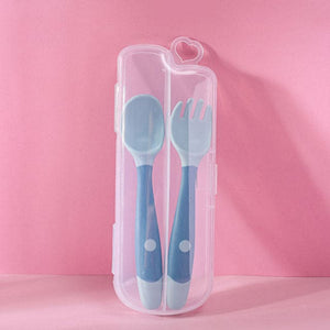 Baby Spoon Fork Set - Green Boxed