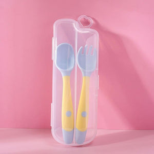 Baby Spoon Fork Set - Yellow Boxed