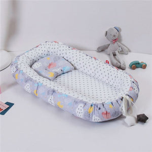 Folding Baby Portable Nest - Grey Cloud Star BW / 50X80