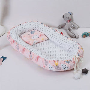 Folding Baby Portable Nest - Pink Cloud Star BW / 50X80