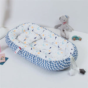 Folding Baby Portable Nest - Ripple Moon Blue BW / 50X80
