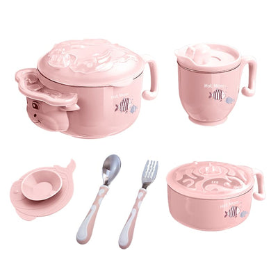 Hot Mom Children’s Tableware Set of 6 - Macaroon Pink - Home