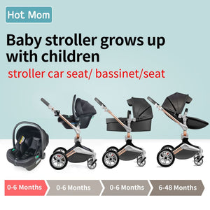 Hot Mom - Cruz F023 - 3 in 1 Baby Stroller - Dark Grey - Dark grey with car seat / Germany - Baby Stroller