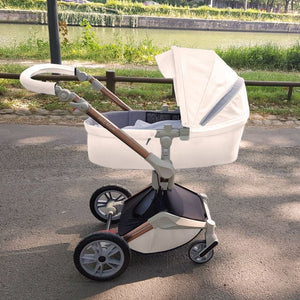 Hot Mom - Cruz F023 - 3 in 1 Baby Stroller - White - White with car seat / International - Baby Stroller
