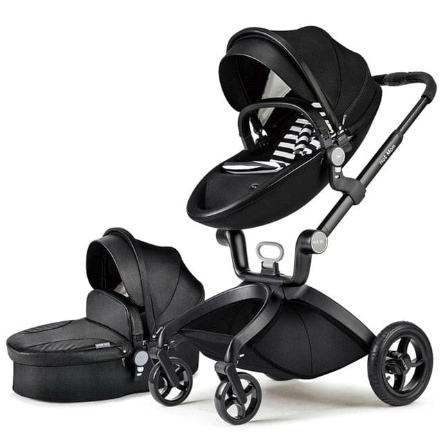 hot mom - elegance f022 - 2 in 1 baby stroller - black black / eu