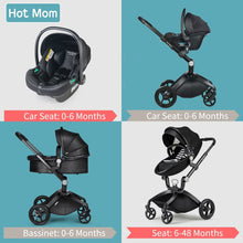 Load image into Gallery viewer, Hot Mom - Elegance F022 - 3 in 1 Baby Stroller - Black - Black with car seat / Germany - Baby Stroller