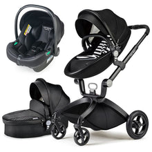Load image into Gallery viewer, Hot Mom - Elegance F022 - 3 in 1 Baby Stroller - Black - Black with car seat / Germany - Baby Stroller