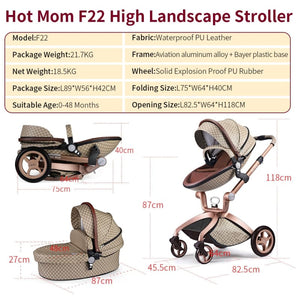 hot mom - elegance f022 - 3 in 1 baby stroller - black