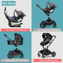 Load image into Gallery viewer, hot mom - elegance f022 - 3 in 1 baby stroller - black