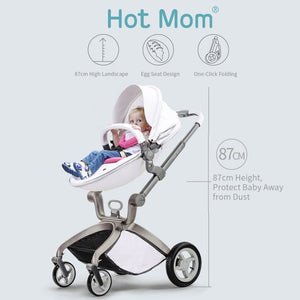 hot mom - elegance f022 - 3 in 1 baby stroller - grid with matching car seat