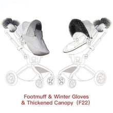 Load image into Gallery viewer, hot mom - elegance f022usa - stroller winter kit -  foot muff, fur gloves, and canopy set default title