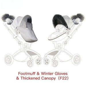 hot mom - elegance f022usa - stroller winter kit -  foot muff, fur gloves, and canopy set default title