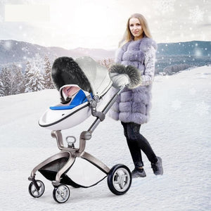 hot mom - elegance f022usa - stroller winter kit -  foot muff, fur gloves, and canopy set