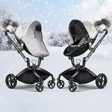 hot mom - elegance f022usa - stroller winter kit -  foot muff, fur gloves, and canopy set
