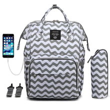 Load image into Gallery viewer, USB Diaper Baby Bag - M28-USB-Stripe