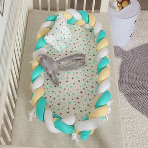 Crib Middle Bed - White Yellow Blue