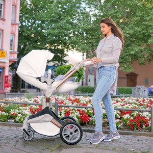 hot mom - cruz f023 - 2 in 1 baby stroller with 360° rotation function - light grey