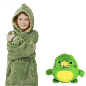 Kids Pets Blanket Hoodie Soft Plush - Green