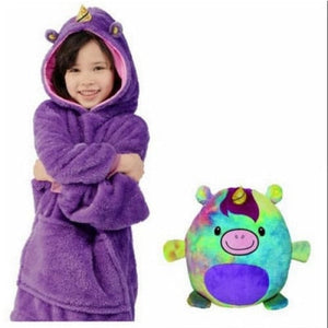 Kids Pets Blanket Hoodie Soft Plush - Purple