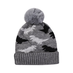 Kids Warm Woolen Hat - Gray