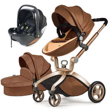 Hot Mom - Elegance F022 - 3 in 1 Baby Stroller - Coffee