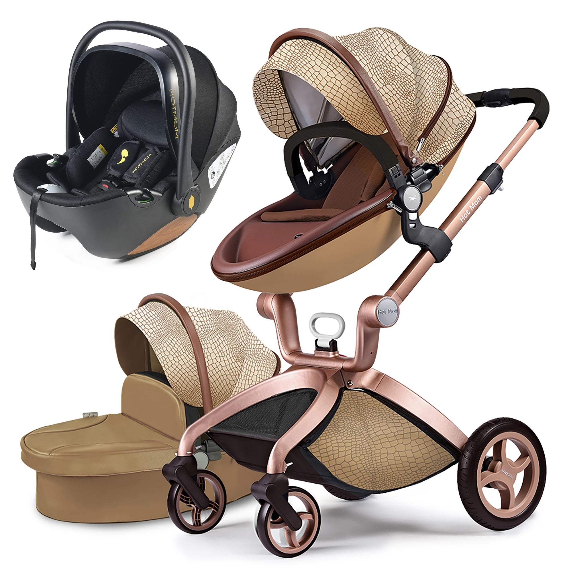 Hot Mom - Elegance F022 - 3 in 1 Baby Stroller - Crock