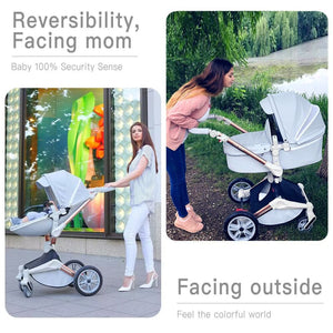 Hot Mom - Cruz F023 2 in 1 Baby Stroller - Grey - Baby Strollers
