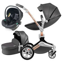 Laden Sie das Bild in den Galerie-Viewer, Hot Mom - Cruz F023 - 3 in 1 Baby Stroller - Dark Grey - Dark grey with car seat / Germany - Baby Stroller