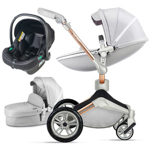 eeGee - Hot Mom - Elegance F022 - 3 in 1 Baby Stroller - Grid with Matching  Car Seat