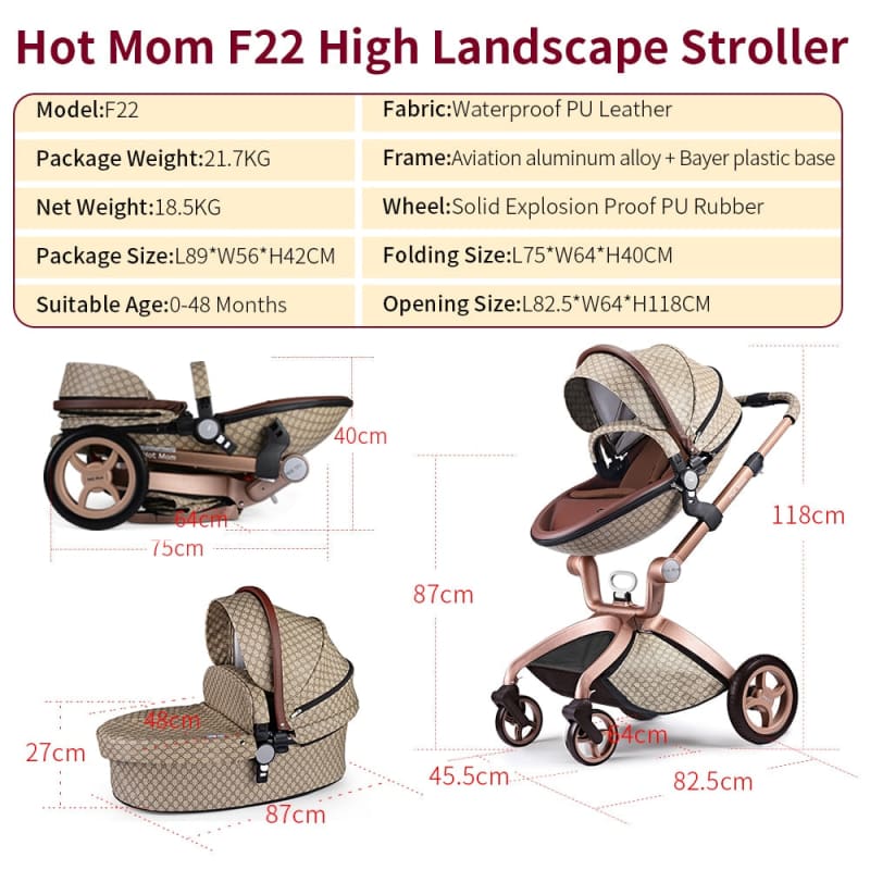 eeGee - Hot Mom - Elegance F022 - 2 in 1 Baby Stroller