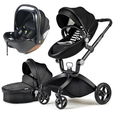 Hot Mom - Elegance F022 - 3 in 1 Baby Stroller - Black - Baby Stroller