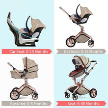Cargar imagen en el visor de la galería, hot mom - elegance f022 - 3 in 1 baby stroller - grid with matching car seat