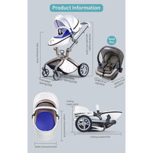Carica l&#39;immagine nel visualizzatore di Gallery, hot mom - elegance f022 - 3 in 1 baby stroller - grid with matching car seat