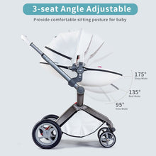 Laden Sie das Bild in den Galerie-Viewer, hot mom - elegance f022 - 3 in 1 baby stroller - grid with matching car seat