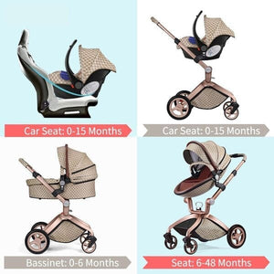 hot mom - elegance f022 - 3 in 1 baby stroller - grid with matching car seat