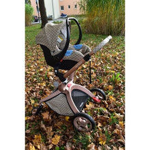 Carregar imagem no visualizador da galeria, hot mom - elegance f022 - 3 in 1 baby stroller - grid with matching car seat