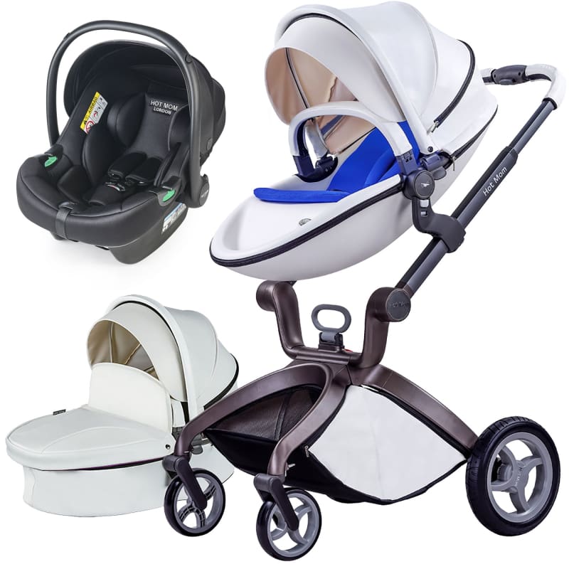 hot mom stroller white Hot Mom - Elegance F022 - 3 in 1 Baby Stroller