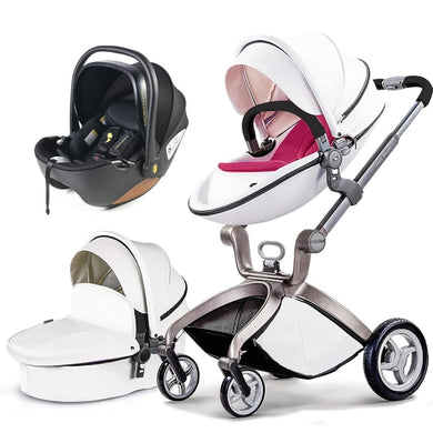 Hot Mom - Elegance F022 - 3 in 1 Baby Stroller - White - Baby Stroller