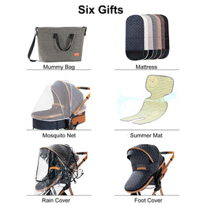 Luxury High Landscape Reclining Foldable 3 in 1 Baby Stroller