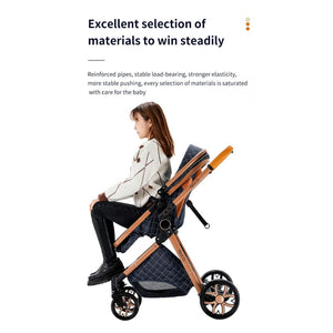 Luxury High Landscape Reclining Foldable 3 in 1 Baby Stroller