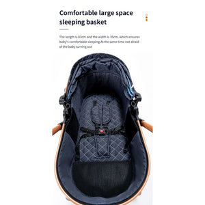 Luxury High Landscape Reclining Foldable 3 in 1 Baby Stroller