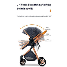 Carregar imagem no visualizador da galeria, Luxury High Landscape Reclining Foldable 3 in 1 Baby Stroller