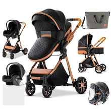 Carregar imagem no visualizador da galeria, Luxury High Landscape Reclining Foldable 3 in 1 Baby Stroller