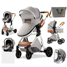 Carregar imagem no visualizador da galeria, Luxury High Landscape Reclining Foldable 3 in 1 Baby Stroller