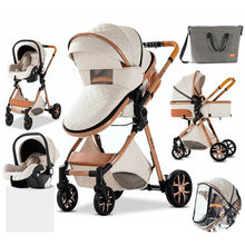 Carregar imagem no visualizador da galeria, Luxury High Landscape Reclining Foldable 3 in 1 Baby Stroller