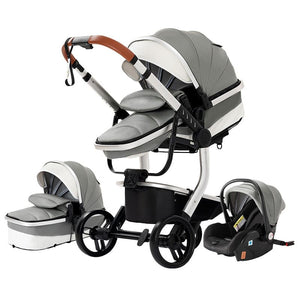 Timeless - 3 in 1 PU Leather Baby Stroller - France to UK & EU / Grey