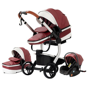 Timeless - 3 in 1 PU Leather Baby Stroller - France to UK & EU / Red
